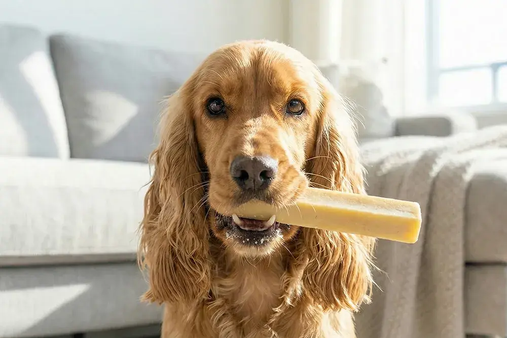 un cocker dégustant un Cheese Bone S
